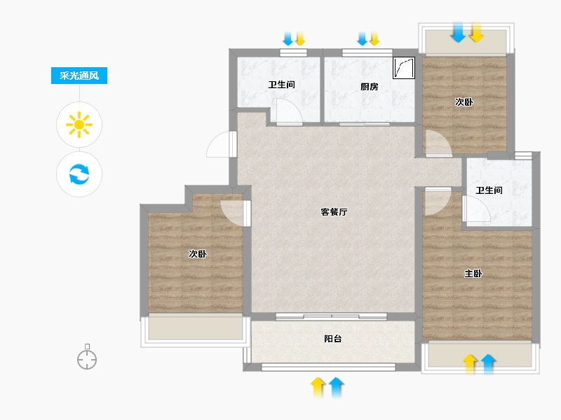 上海-上海市-浦发唐城-91.20-户型库-采光通风