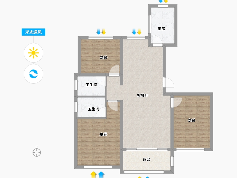 上海-上海市-颛桥·紫薇花园(上东区)-96.80-户型库-采光通风