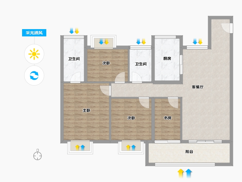 江苏省-南京市-越秀天萃-103.03-户型库-采光通风