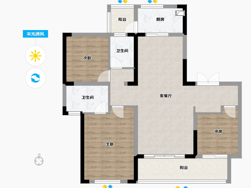 四川省-成都市-高投贤悦府-96.01-户型库-采光通风