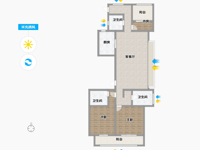 浙江省-杭州市-东海闲湖城锦绣湾-136.34-户型库-采光通风