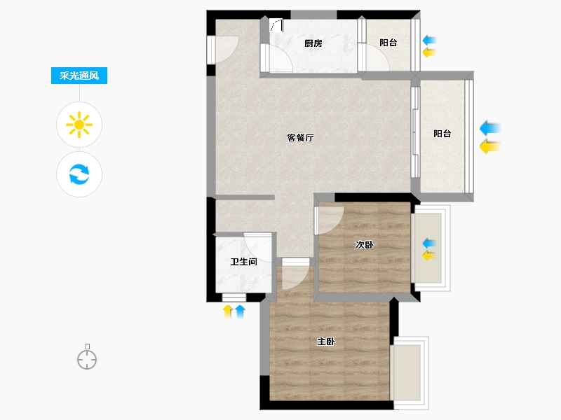 四川省-成都市-东宸锦悦府-53.57-户型库-采光通风