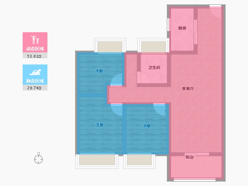 湖北省-武汉市-武汉雅居乐花园-72.68-户型库-动静分区