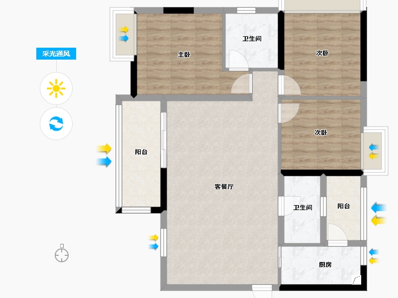 四川省-成都市-东宸锦悦府-90.42-户型库-采光通风