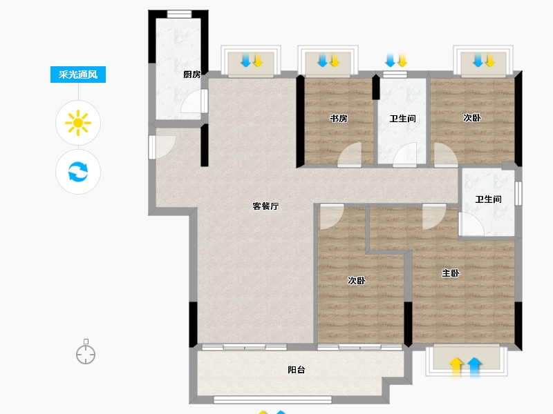 湖北省-武汉市-城投融创国博城-106.30-户型库-采光通风