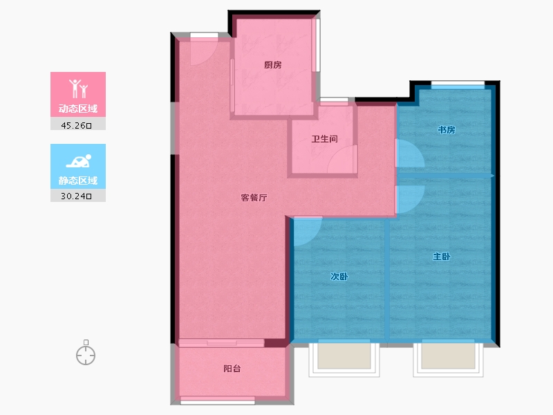 湖北省-武汉市-万科华生柏叶新城-67.86-户型库-动静分区