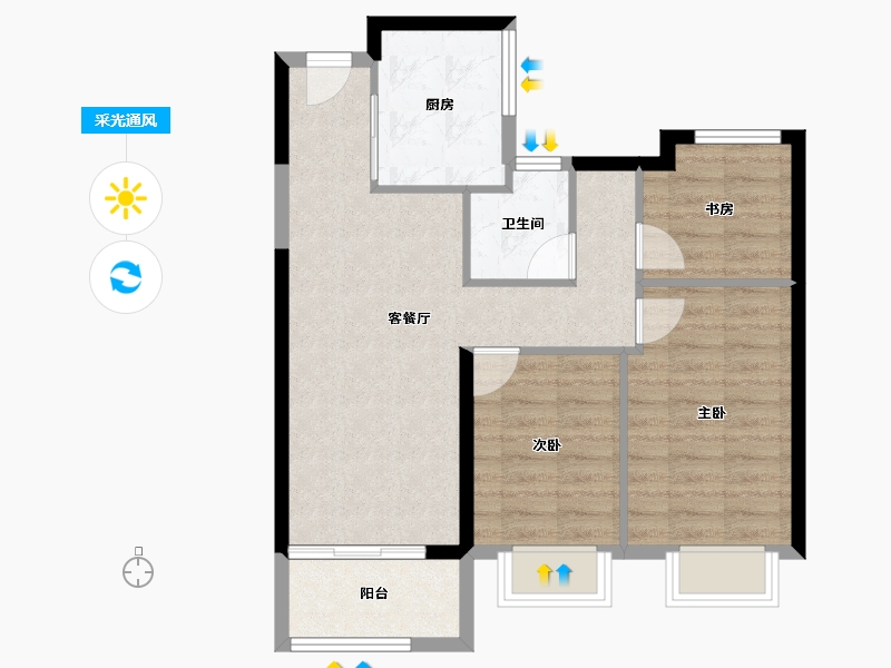 湖北省-武汉市-万科华生柏叶新城-67.86-户型库-采光通风