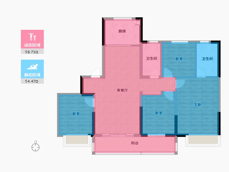 浙江省-宁波市-至麟上府·云汀-101.25-户型库-动静分区