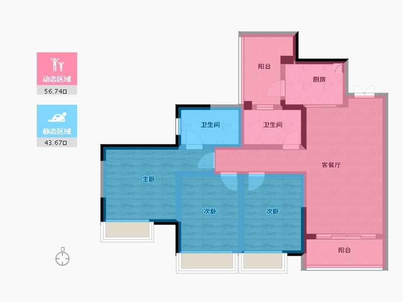 四川省-成都市-天府公园观澜8号-87.43-户型库-动静分区