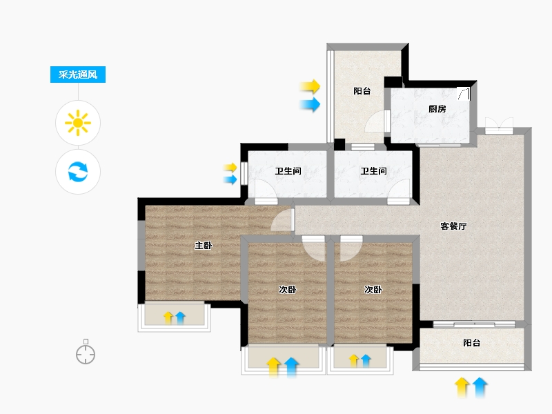 四川省-成都市-天府公园观澜8号-87.43-户型库-采光通风