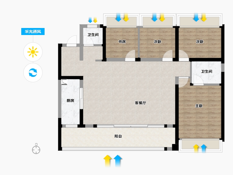 四川省-成都市-锦云天府-106.01-户型库-采光通风