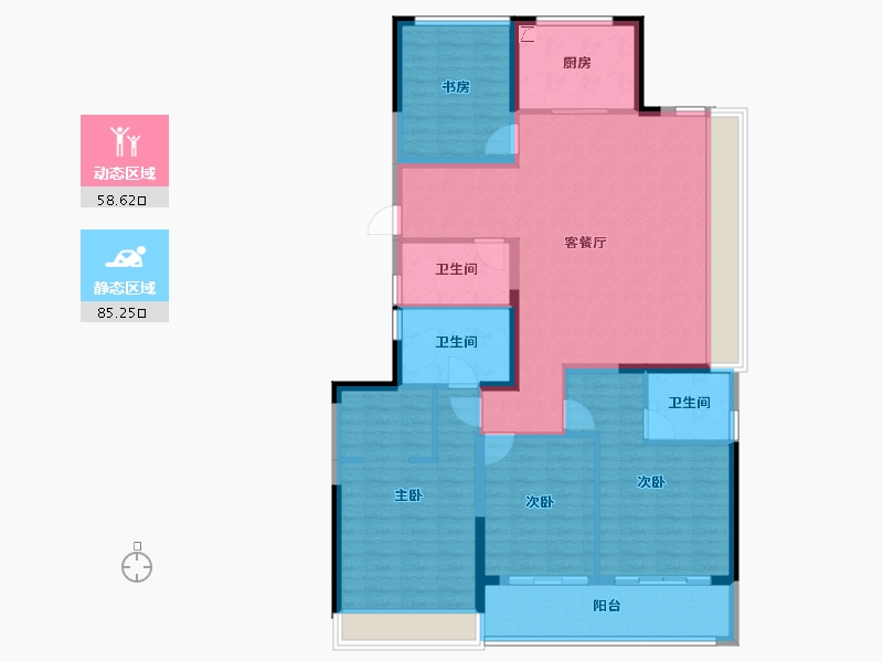 浙江省-杭州市-滨江建杭江晖府-129.93-户型库-动静分区