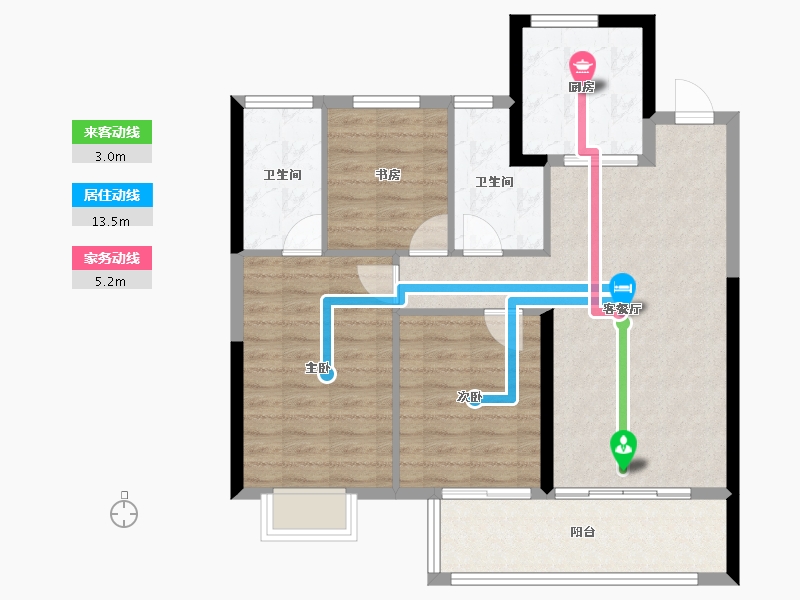 湖北省-武汉市-万科华生柏叶新城-86.12-户型库-动静线