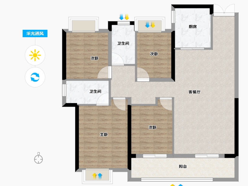 湖北省-武汉市-香港置地·元庐-114.00-户型库-采光通风