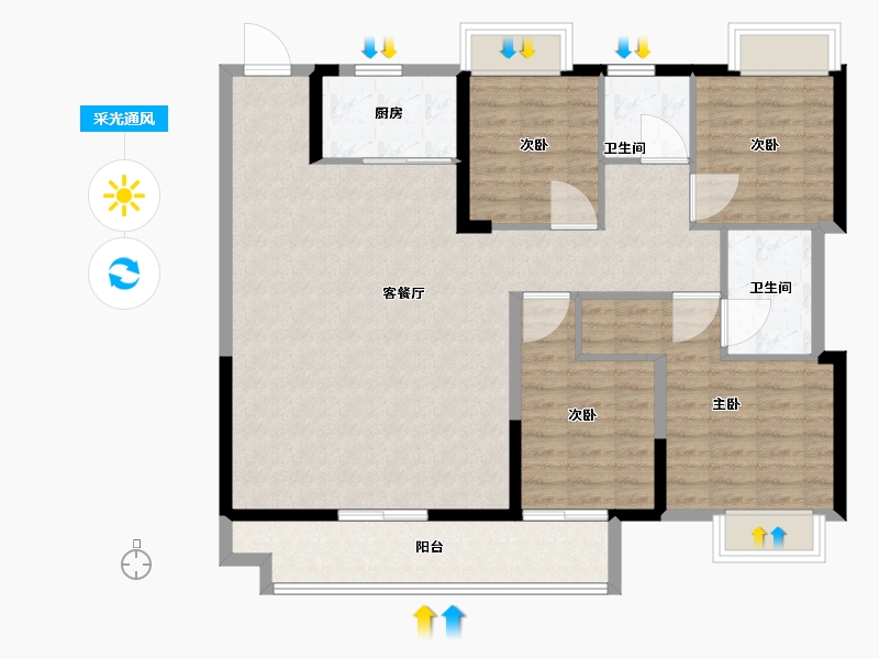 湖北省-武汉市-中铁阅湖郡-113.01-户型库-采光通风