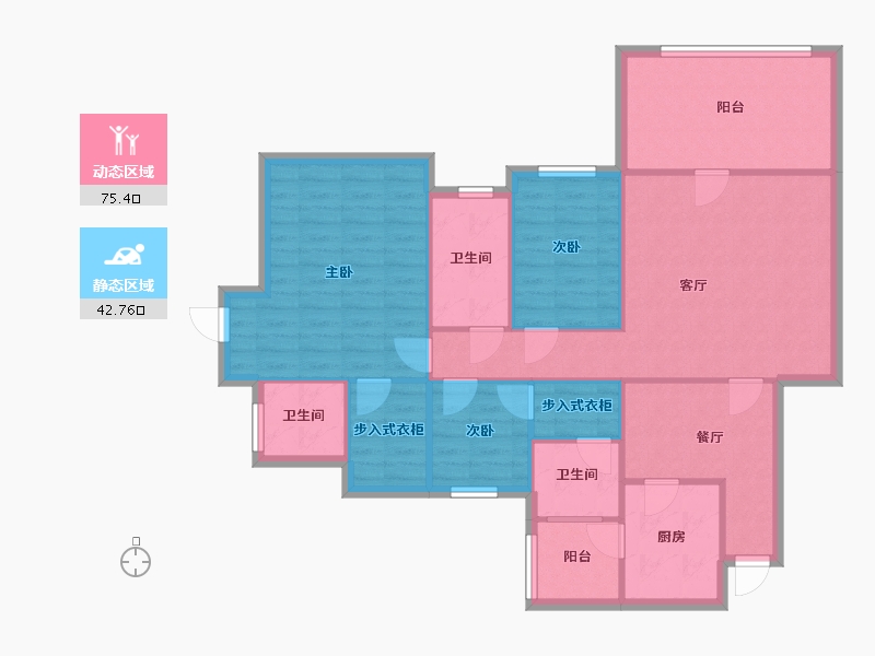 广东省-广州市-翠山蓝天苑-107.20-户型库-动静分区