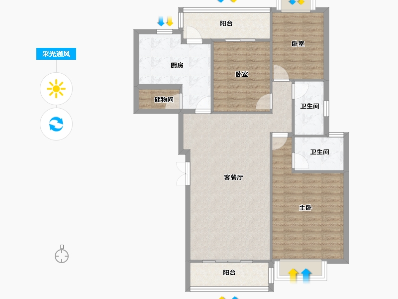 广东省-珠海市-三好名苑-102.63-户型库-采光通风