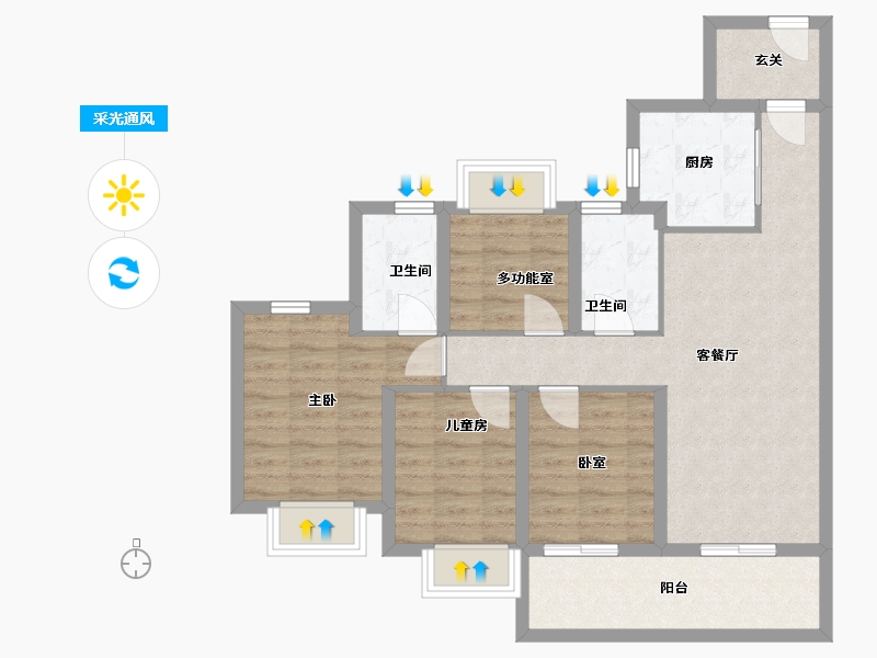 广东省-广州市-招商电建雍云邸-84.00-户型库-采光通风