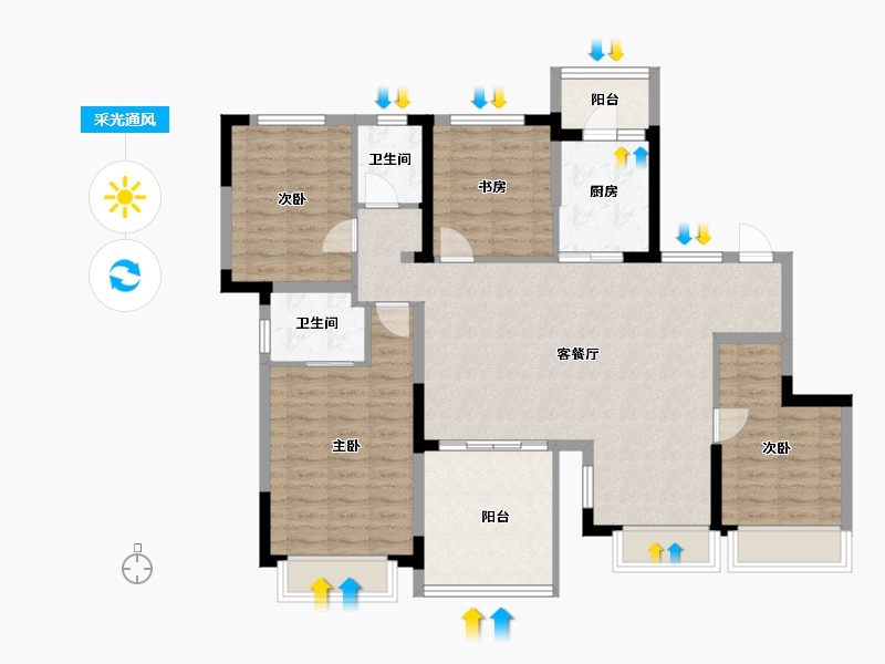 四川省-成都市-明信天府壹号-110.52-户型库-采光通风