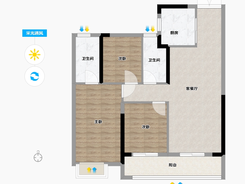 湖北省-武汉市-香港置地·元庐-92.00-户型库-采光通风