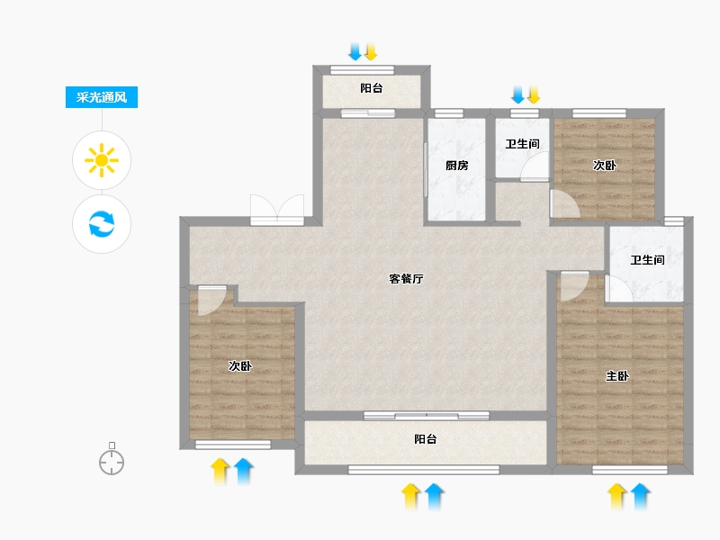 山西省-临汾市-皓峻·天悦府-114.87-户型库-采光通风