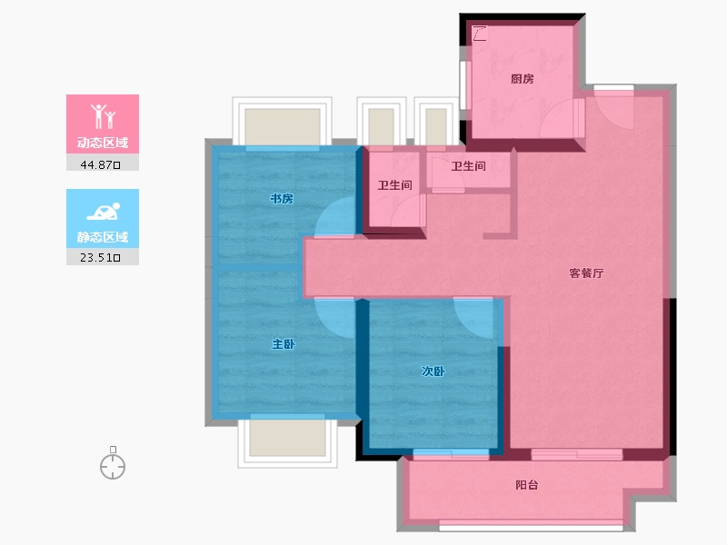 湖北省-武汉市-天创黄金时代-59.88-户型库-动静分区