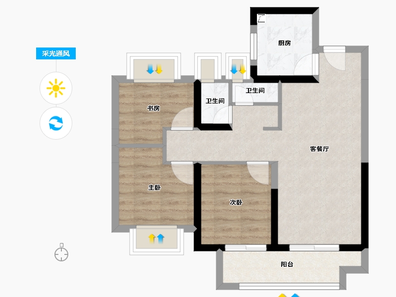 湖北省-武汉市-天创黄金时代-59.88-户型库-采光通风