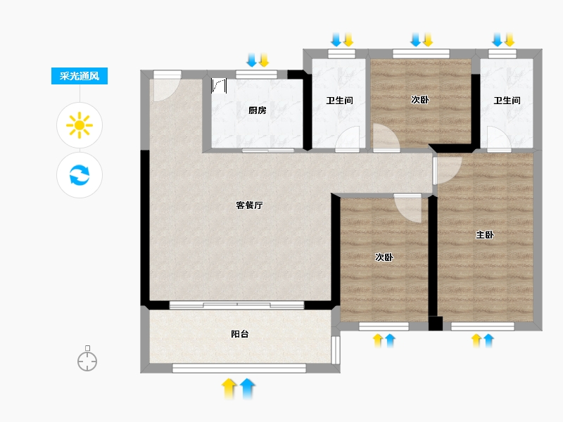 湖北省-武汉市-招商·武汉城建未来中心-79.98-户型库-采光通风