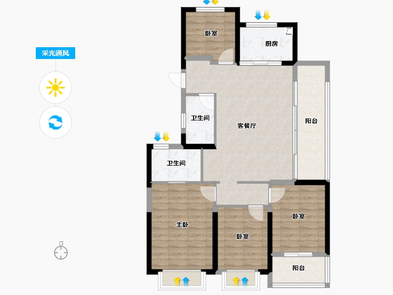 浙江省-宁波市-至麟上府·云汀-97.83-户型库-采光通风