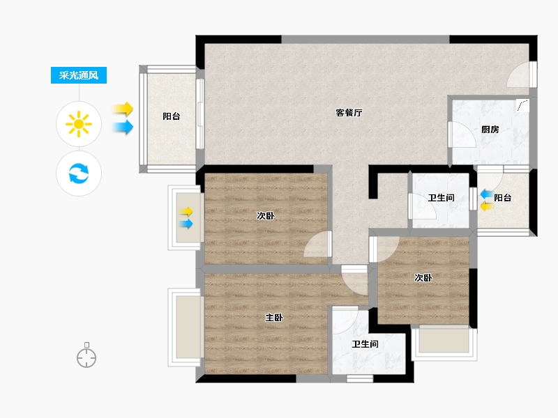 四川省-成都市-东宸锦悦府-85.02-户型库-采光通风