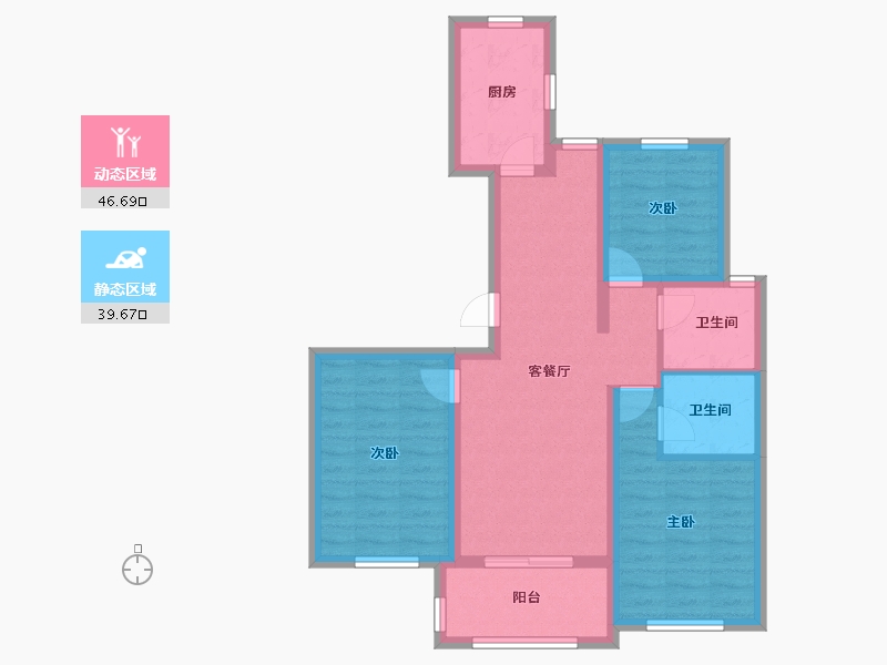 上海-上海市-颛桥·紫薇花园(上东区)-76.00-户型库-动静分区