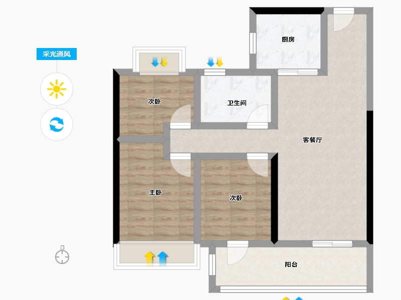 湖北省-武汉市-景瑞未来悦-72.32-户型库-采光通风