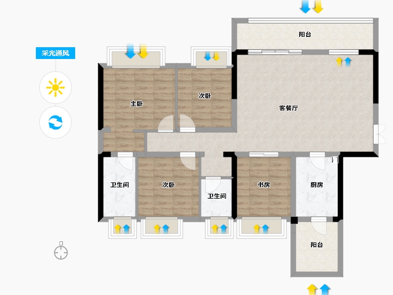 四川省-成都市-天府公园观澜8号-112.70-户型库-采光通风