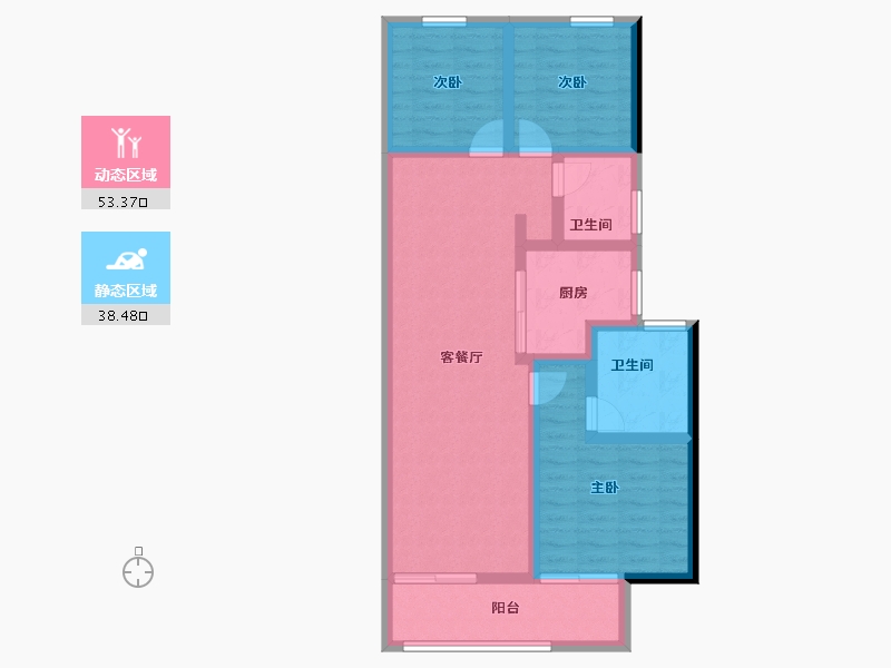 湖北省-武汉市-经发金地四季都会-80.96-户型库-动静分区