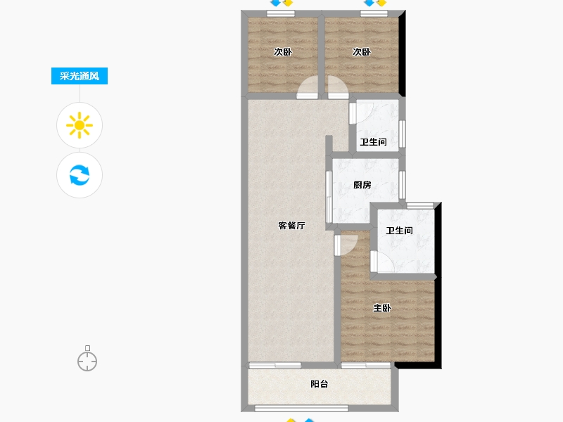 湖北省-武汉市-经发金地四季都会-80.96-户型库-采光通风