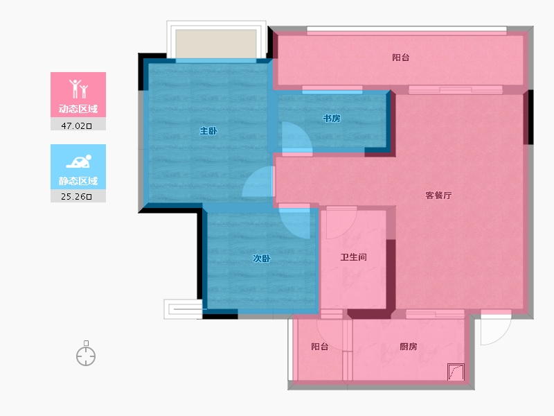 四川省-成都市-中环光悦居-63.07-户型库-动静分区