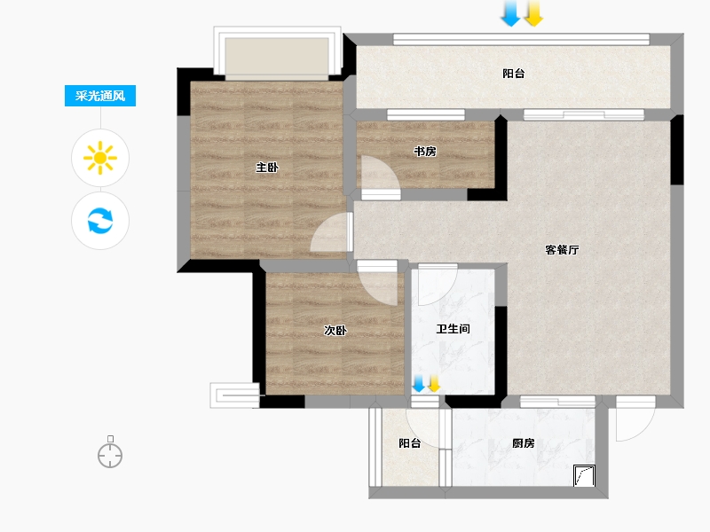 四川省-成都市-中环光悦居-63.07-户型库-采光通风