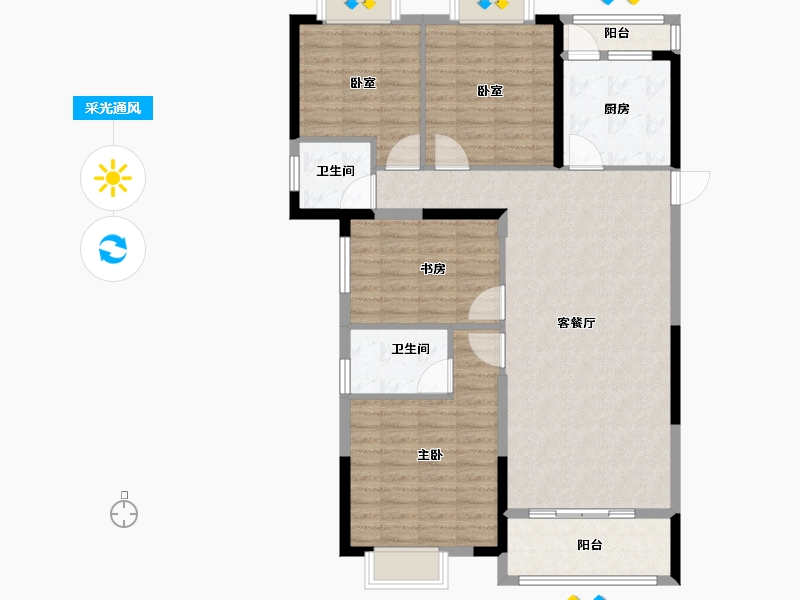 湖北省-武汉市-鼎盛璟城-113.34-户型库-采光通风