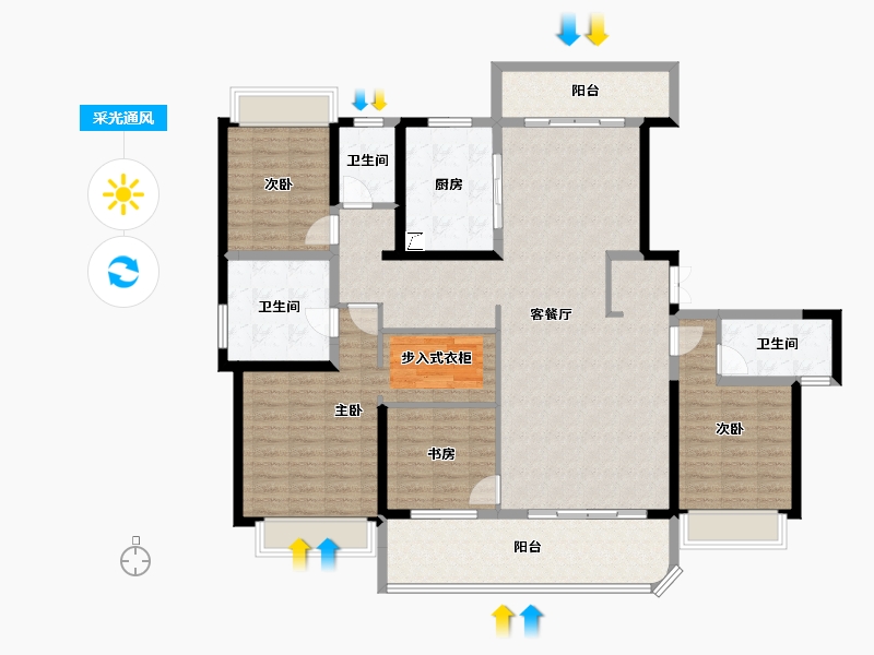 四川省-成都市-天府公园未来城-150.35-户型库-采光通风