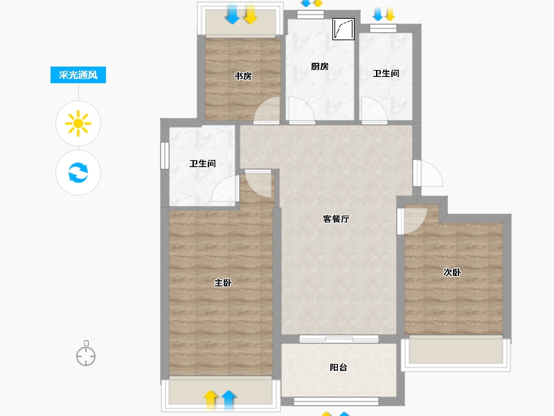 上海-上海市-横沔玖境·瑞府-77.60-户型库-采光通风