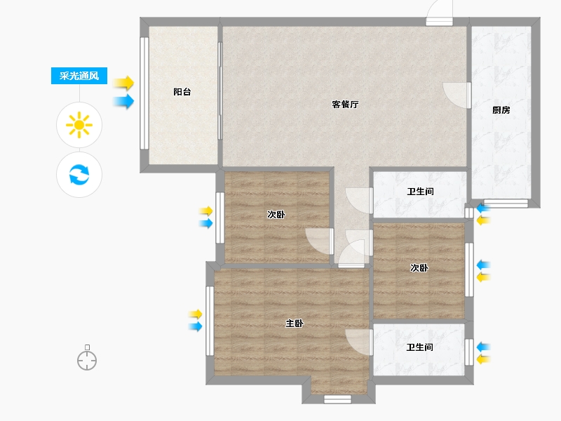 广东省-广州市-翠山蓝天苑-91.80-户型库-采光通风