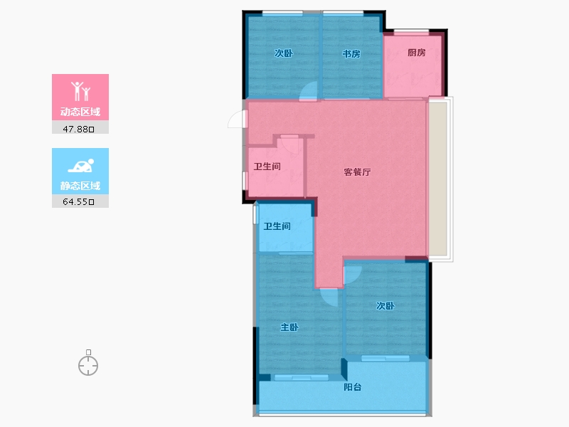 浙江省-杭州市-富春云庄-102.00-户型库-动静分区