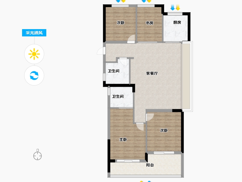 浙江省-杭州市-富春云庄-102.00-户型库-采光通风