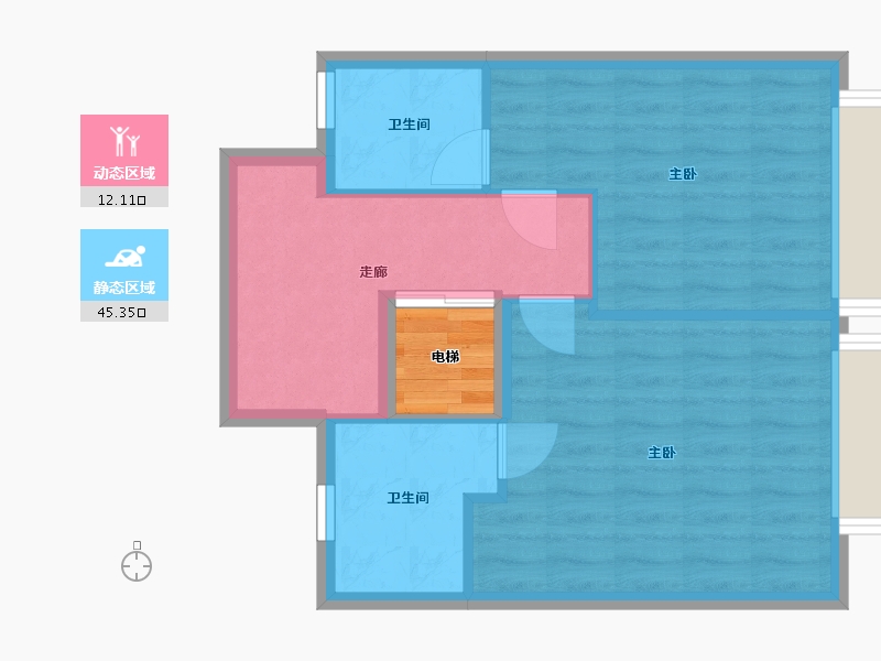 浙江省-杭州市-东浦里-75.00-户型库-动静分区