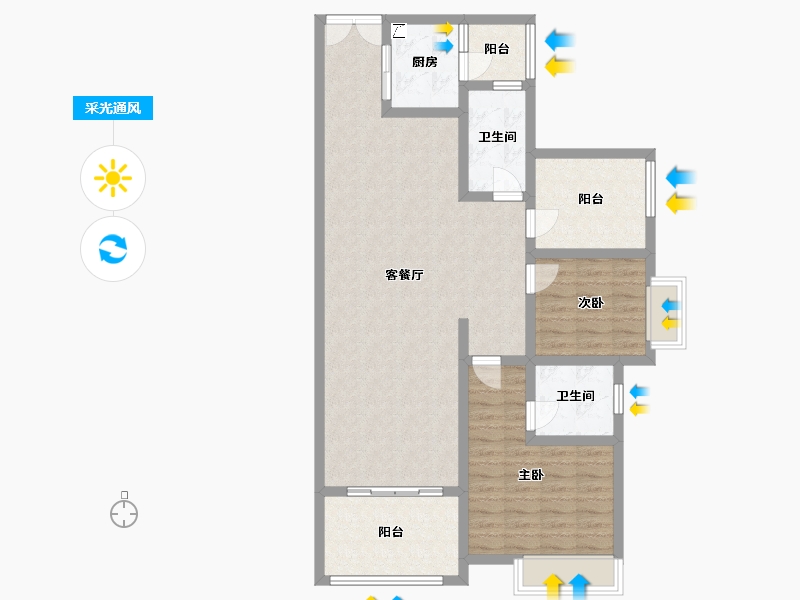 重庆-重庆市-丽景江都-125.00-户型库-采光通风