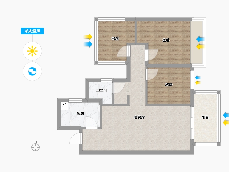 广西壮族自治区-南宁市-保利明玥江山-70.00-户型库-采光通风