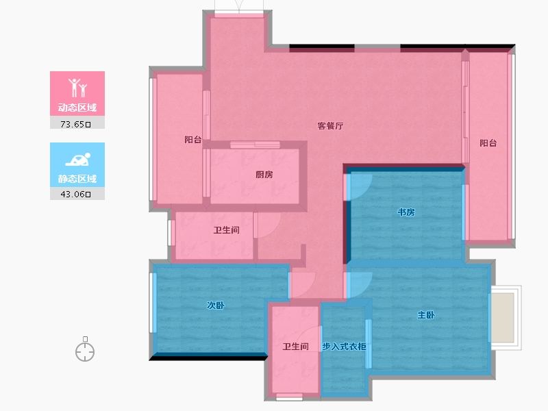 江苏省-扬州市-金奥文昌公馆斓珊-103.00-户型库-动静分区