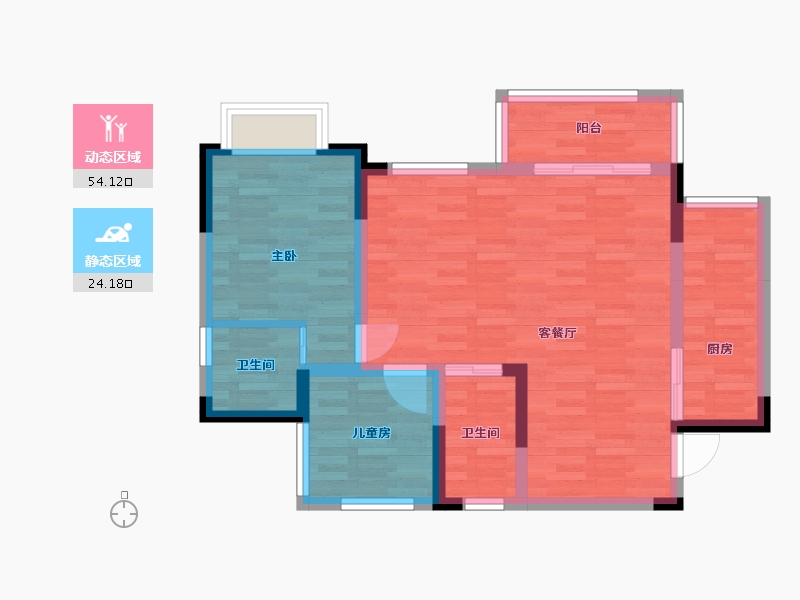 四川省-自贡市-蓝润.春风九里-67.86-户型库-动静分区