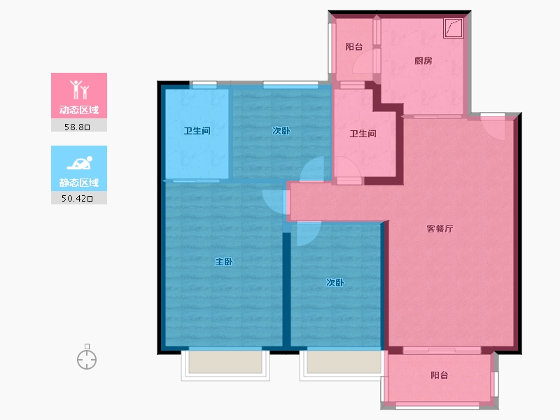 江苏省-扬州市-恒大桃源天境-98.00-户型库-动静分区