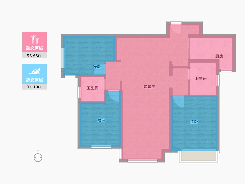 陕西省-西安市-高科麓湾3期-92.00-户型库-动静分区